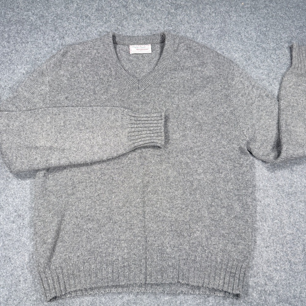 Mens McGregor Royal Clan Gray Shetland Wool Blend V-Neck Sweater XL Vintage